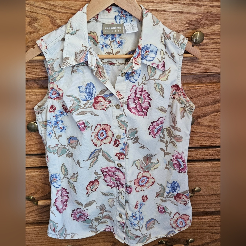 Liz Clairborne Floral Sleeveless Blouse